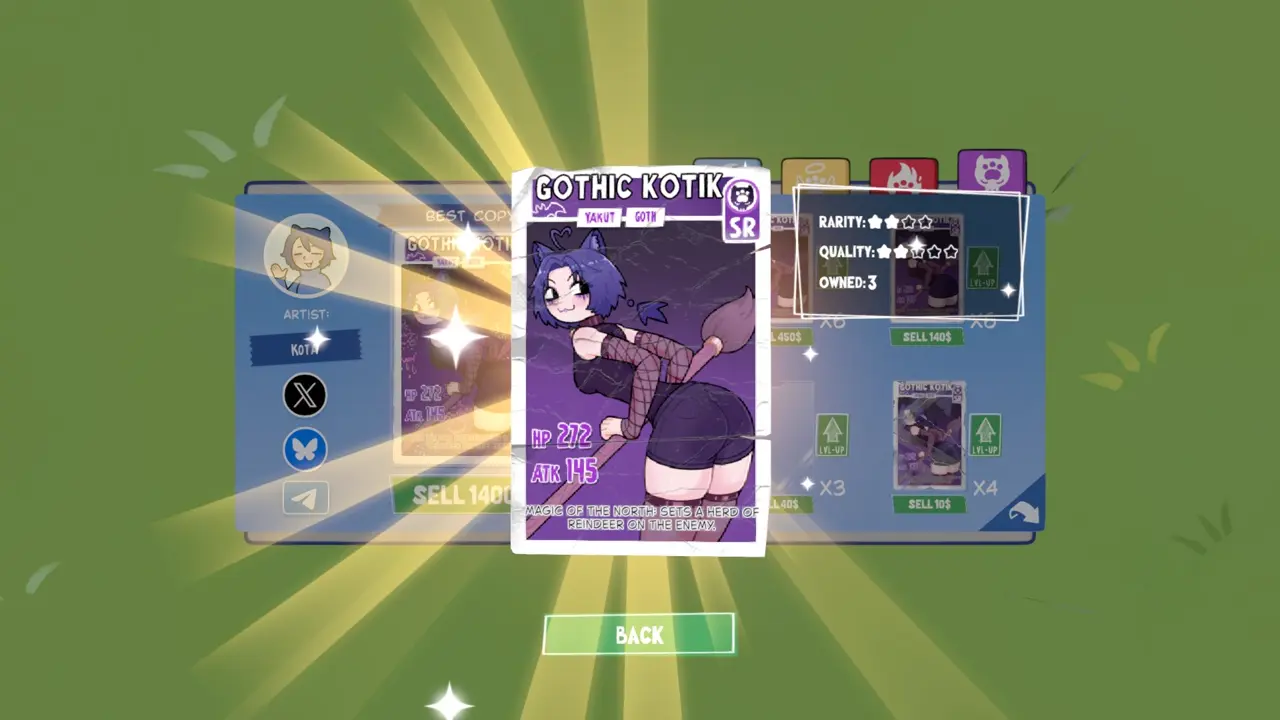 KOTAMON Game Gothic Kotik card guide screenshot 4
