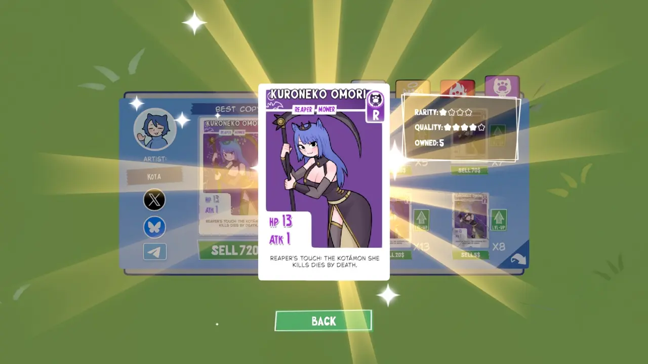 KOTAMON Game Kuroneko Omori card guide screenshot 2