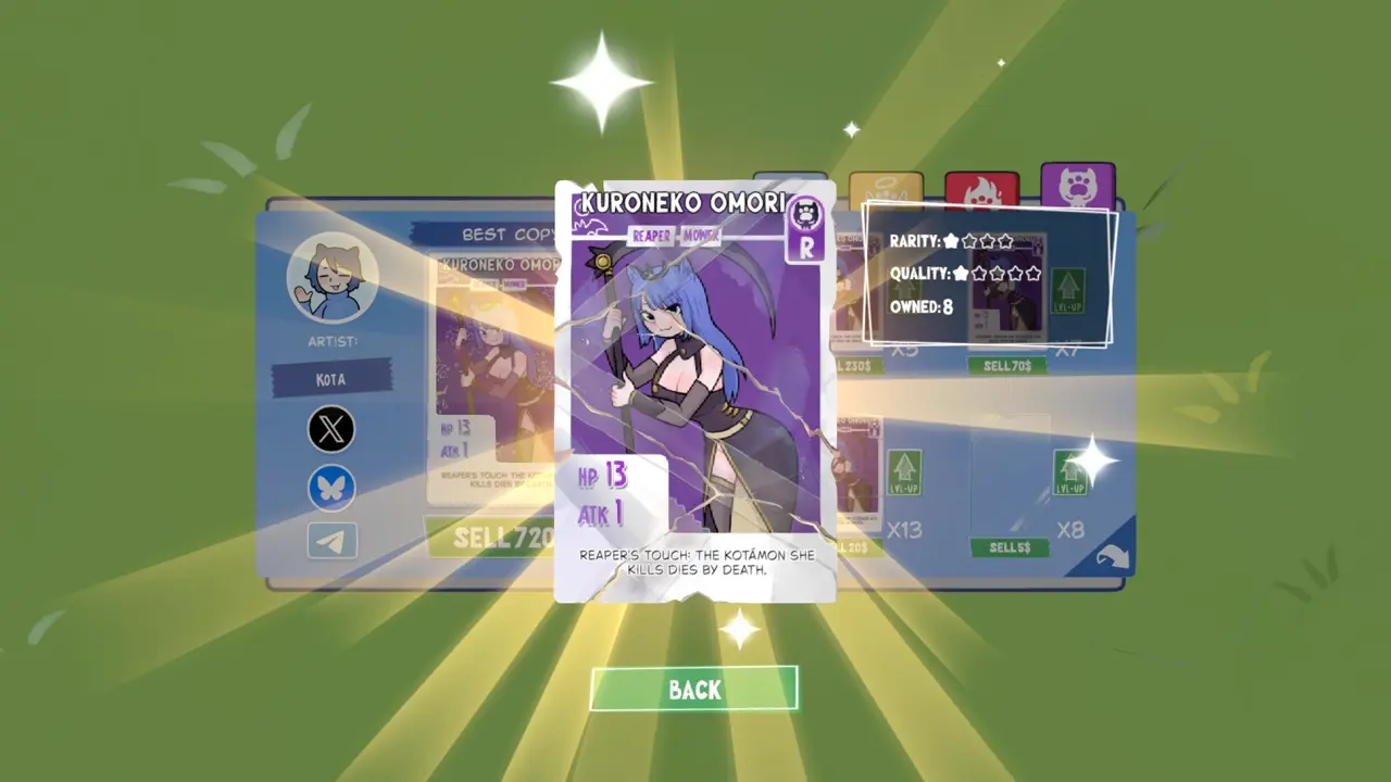 KOTAMON Game Kuroneko Omori card guide screenshot 5