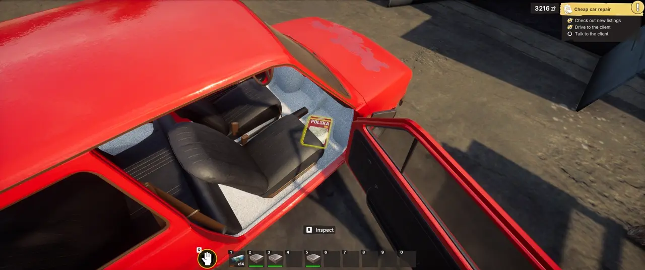 Road map of Poland on the red car passenger seat
