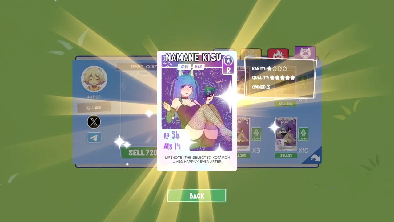 KOTAMON Game Namane Kisu card guide screenshot 1