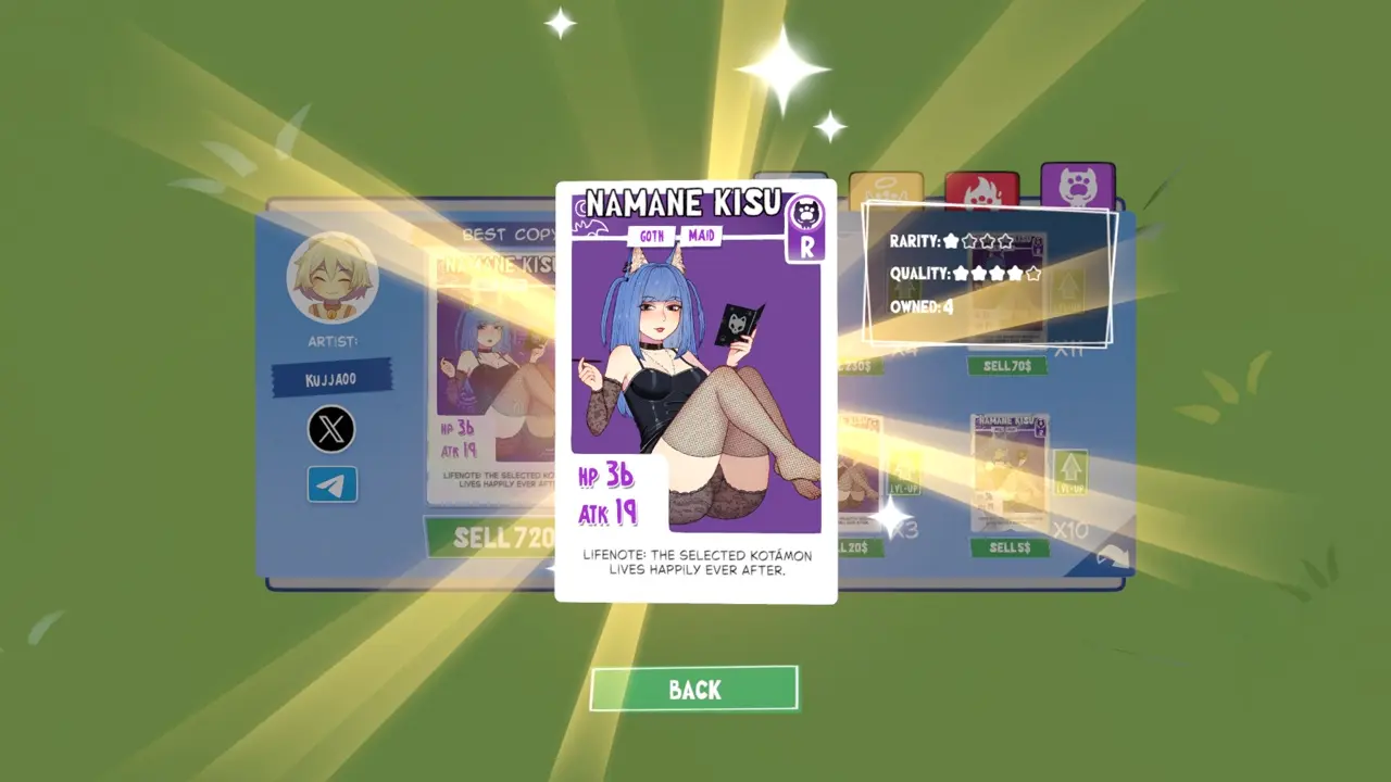 KOTAMON Game Namane Kisu card guide screenshot 2