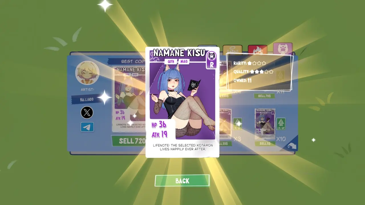 KOTAMON Game Namane Kisu card guide screenshot 3