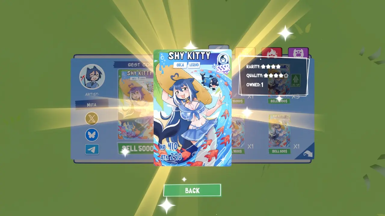 KOTAMON Game Shy Kitty card guide screenshot 2