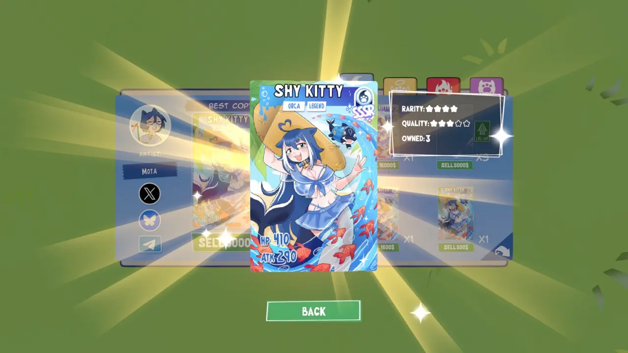 KOTAMON Game Shy Kitty card guide screenshot 3