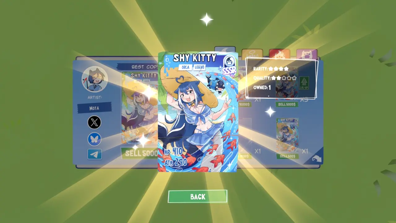 KOTAMON Game Shy Kitty card guide screenshot 4