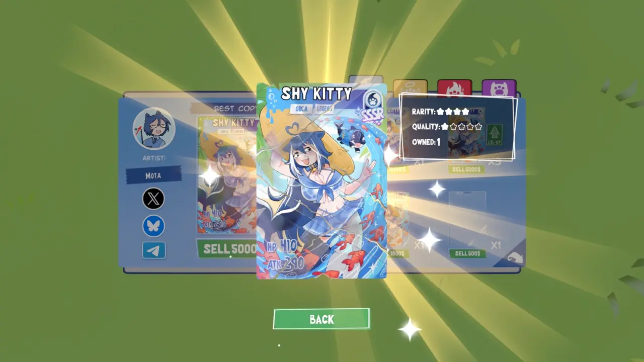 KOTAMON Game Shy Kitty card guide screenshot 5