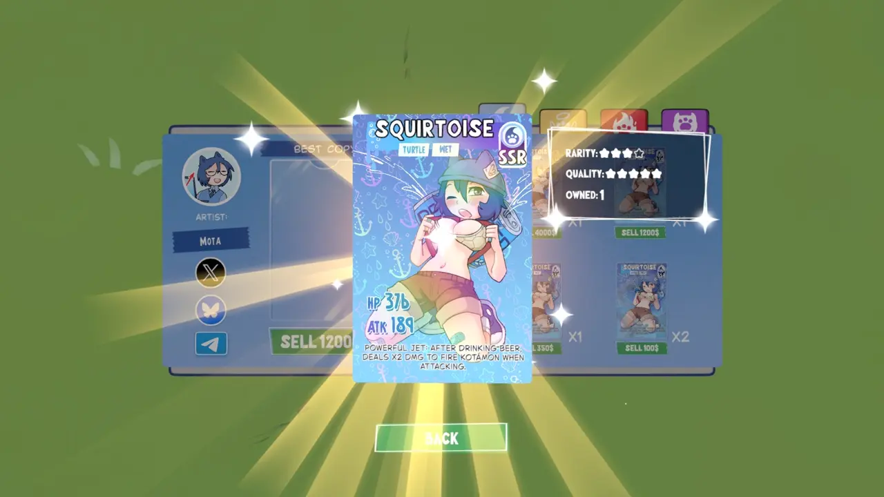 KOTAMON Game Squirtoise card guide screenshot 1