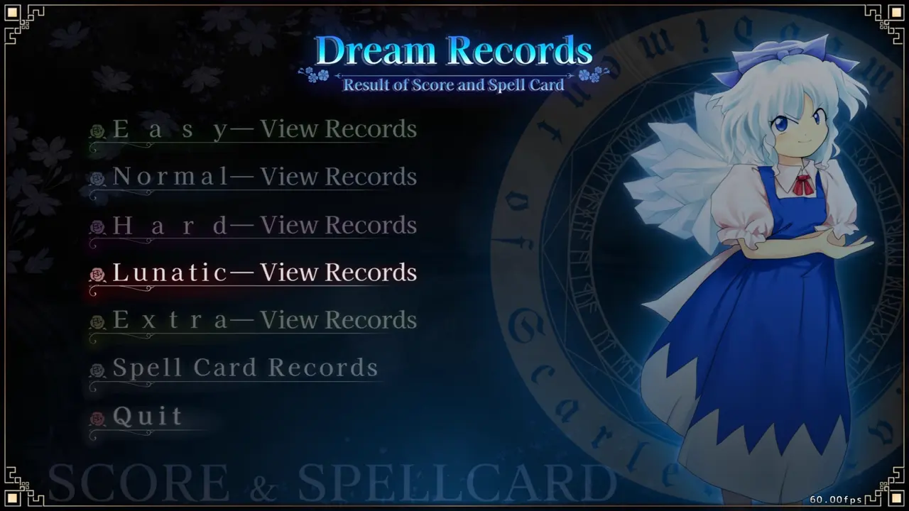 Lunatic View Records option in Touhou Koumakyou New Classic