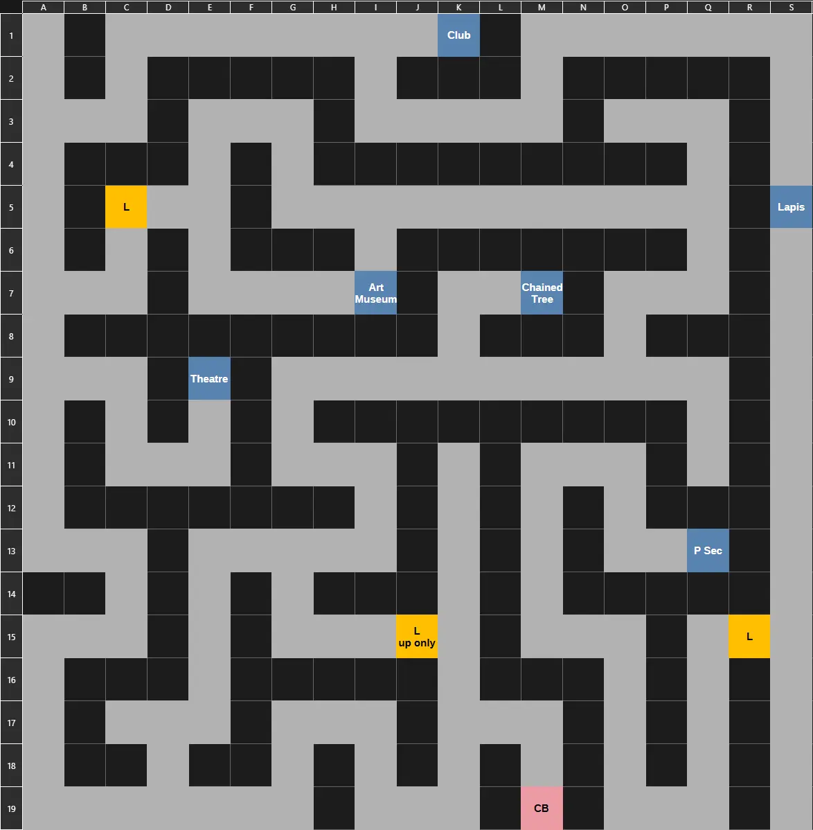 Nighthawks Fountaincourt sewer map with paths and district connections