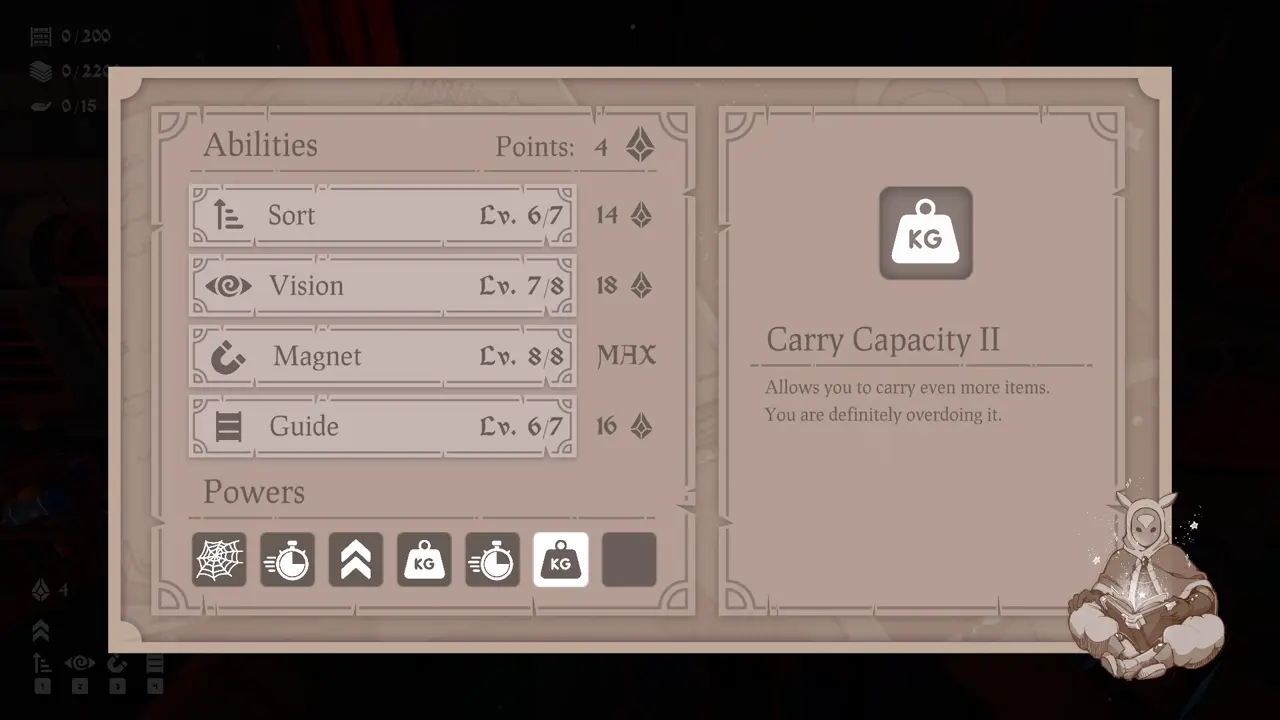 Wand and Order Carry Capacity 2 ability increasing capacity from 10 to 15
