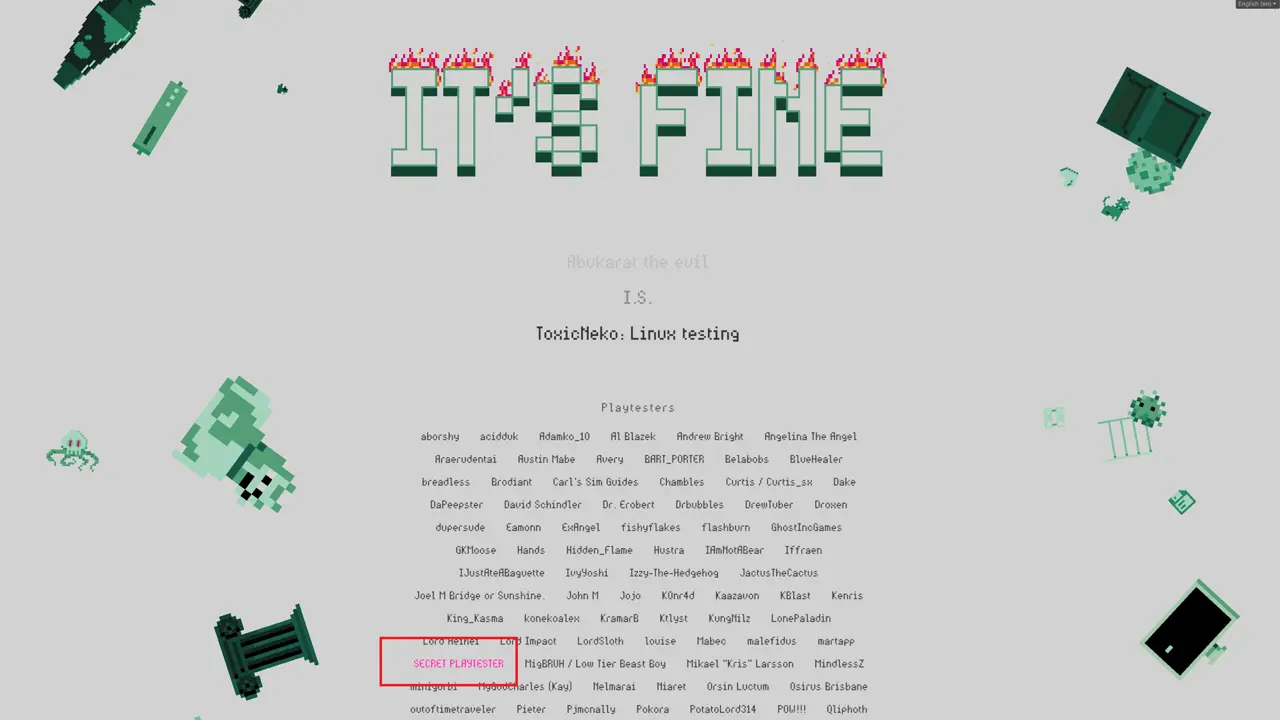 It's Fine Secret Playtester location in the end credits