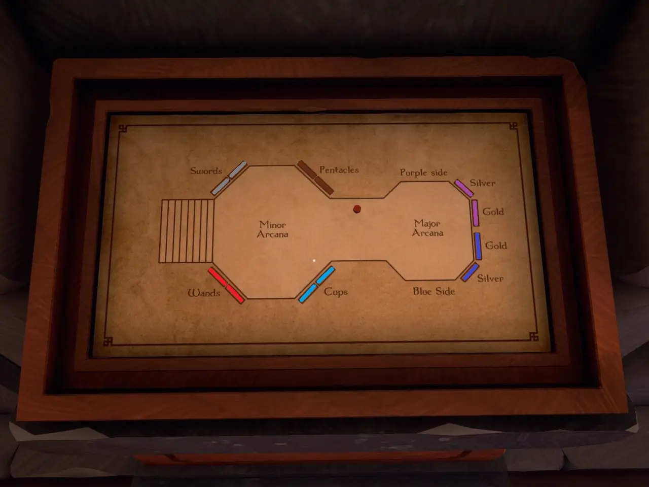 Zone 1 Tarot Cards map showing the card placement area