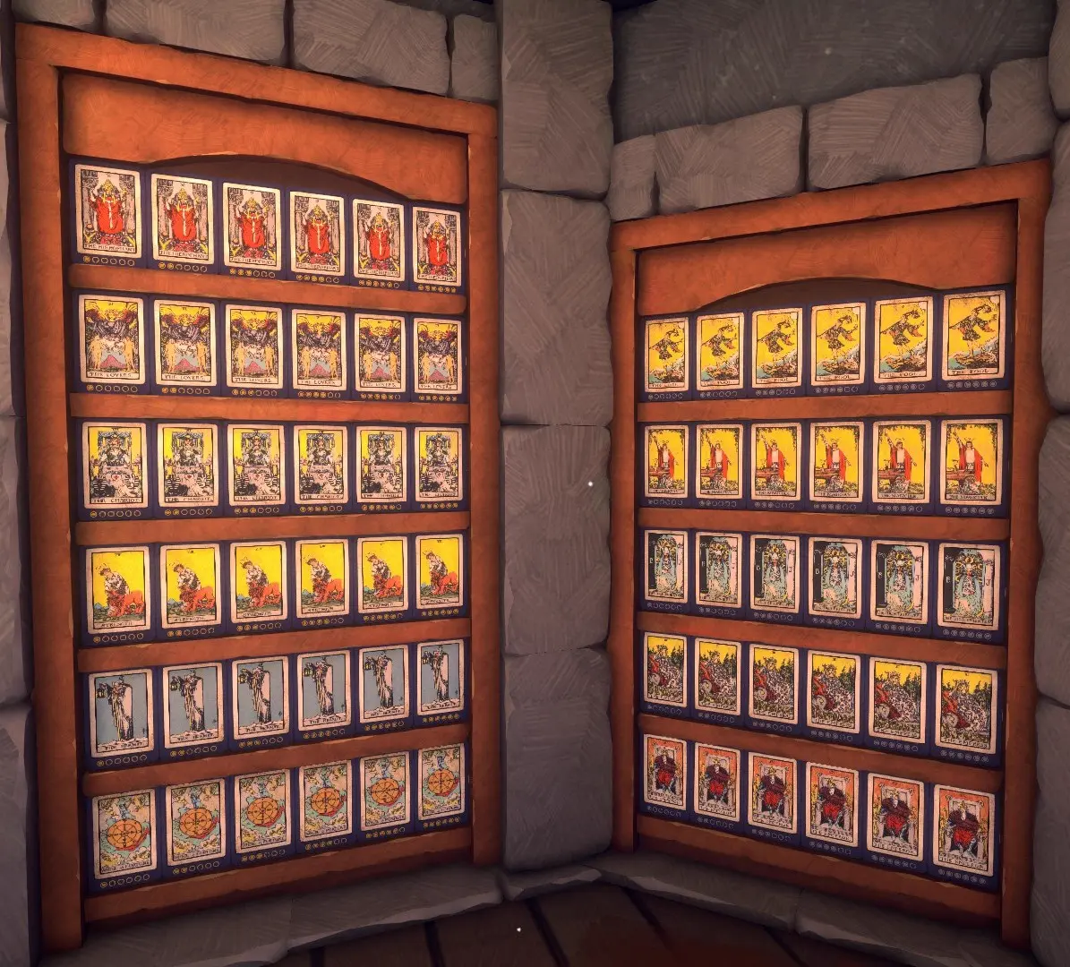 Zone 1 Major Arcana Tarot Card shelf arrangement