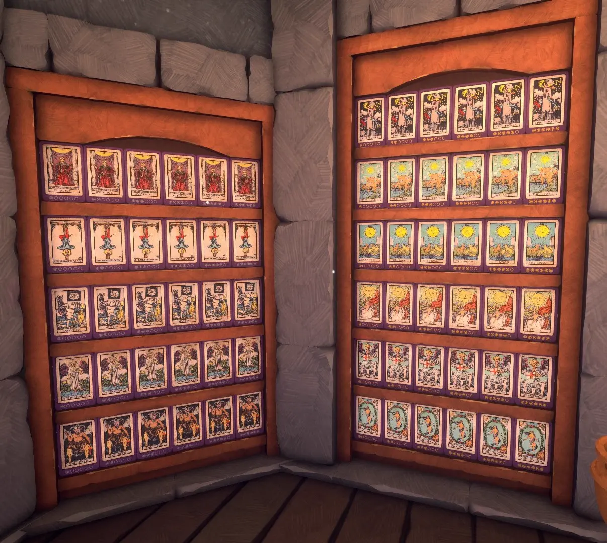 Zone 1 Major Arcana Purple Silver and Purple Gold Tarot Card shelves