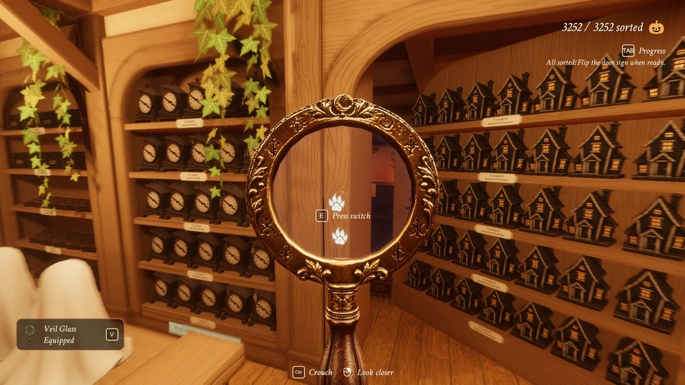 Hidden wall switch near the Crooked Haunted House shelves for the Behind the Books achievement