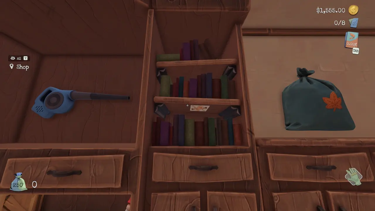 Leaf it Alone Castle card 1 location beneath the bookshelf in the Shop