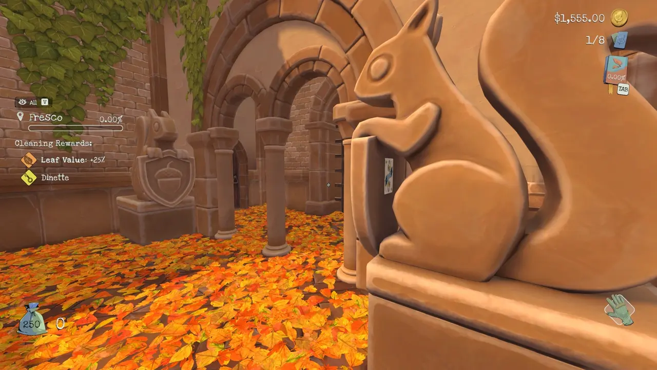 Leaf it Alone Castle card 2 location near the squirrel statue in Fresco