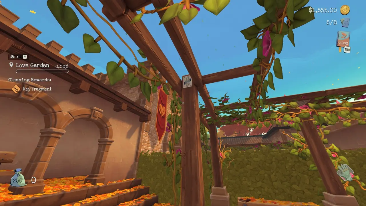 Leaf it Alone Castle card 7 on the wooden pergola support in Love Garden