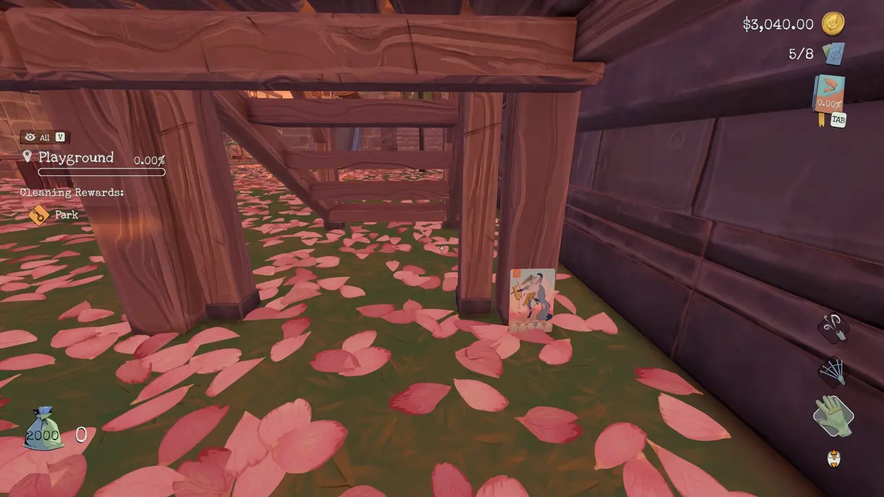 Leaf it Alone Sakura card 5 beneath the wooden stairs in the Playground