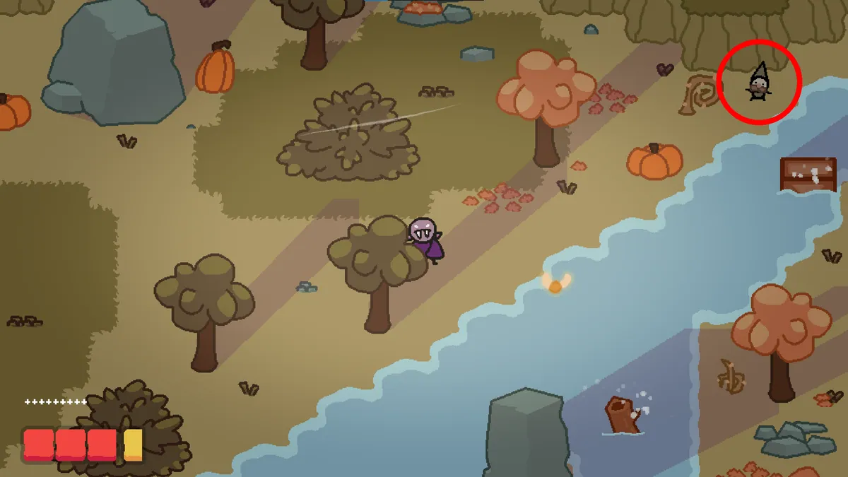 Vampy's Big Day Level 4 first gnome in the corner after helping Glurk cross the river