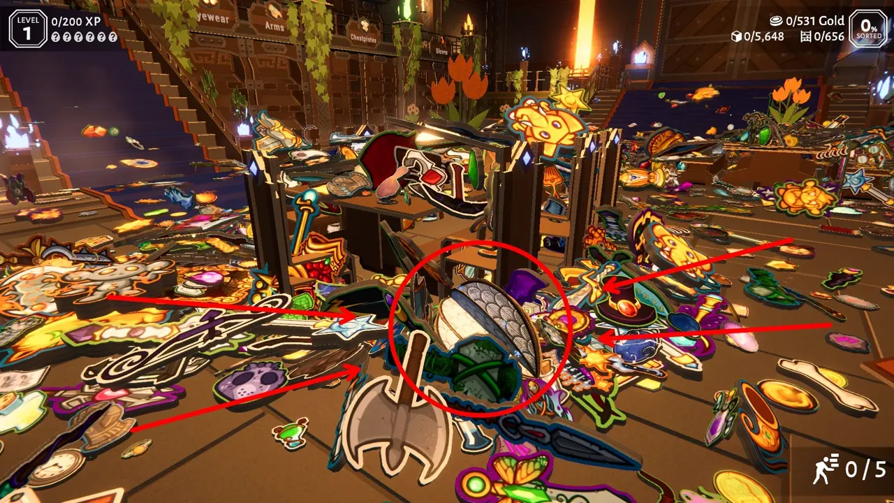 White Egg location beside the central dining table in Folded Fables Tidy Up The Dragon Hoard